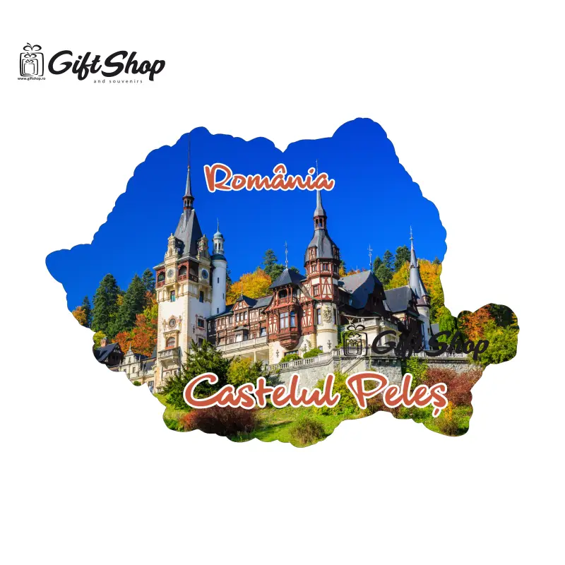 Castelul peles, harta, romania, magnet frigider  mgs017v